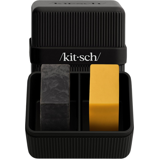 Kitsch 2-Compartment Travel Soap Case – Bar Soap Holder & Organizer, Travel Case for Bars – TSA-Approved – Lightweight, Durable, Leak-Proof, Made from Recycled Plastic – Black
