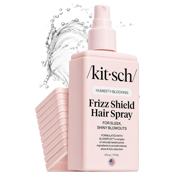 Kitsch Frizz Shield Hair Spray - Frizz Control Hairspray for Smooth, Glass-Like Finish | Lightweight Heat Protectant Hair Care with Argan Oil, No Heavy Residue | Anti Humidity Spray for Hair