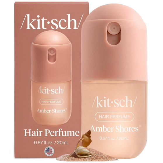 Kitsch Hair Perfume for Women - Amber Shores | Clean, Deodorizing & Patented Odor-Eliminating Technology Hair Spray & Body Mist - Freshen Hair, Body & Pillows - Woody Aquatic Scent - 20mL