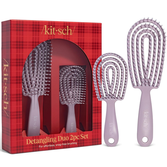 Kitsch Flexi Flow Duo Detangler Brush, Hair Brushes For Women - Soft Violet
Brush Detangler for Women, Men & Kids, Curly Hair Brush w/ Bendable Frame, Bounce Curl Defining Brush for Wet or Dry Strands