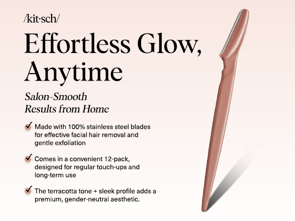 Kitsch Dermaplaning Tool - Razor for Face & Eyebrow 12pc Set - Terracotta