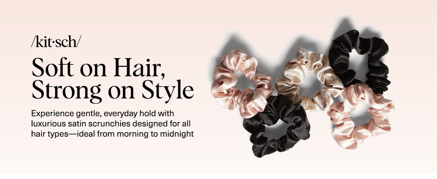 Kitsch Satin Scrunchies for Women - Softer Than Silk Scrunchies | Hair Ties No Damage for Frizz-Free Sleep | Ideal Gifts for Women, Assorted, 5pcs