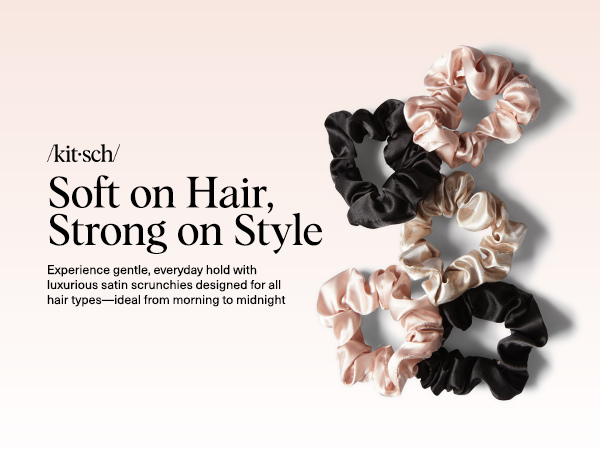 Kitsch Satin Scrunchies for Women - Softer Than Silk Scrunchies | Hair Ties No Damage for Frizz-Free Sleep | Ideal Gifts for Women, Assorted, 5pcs