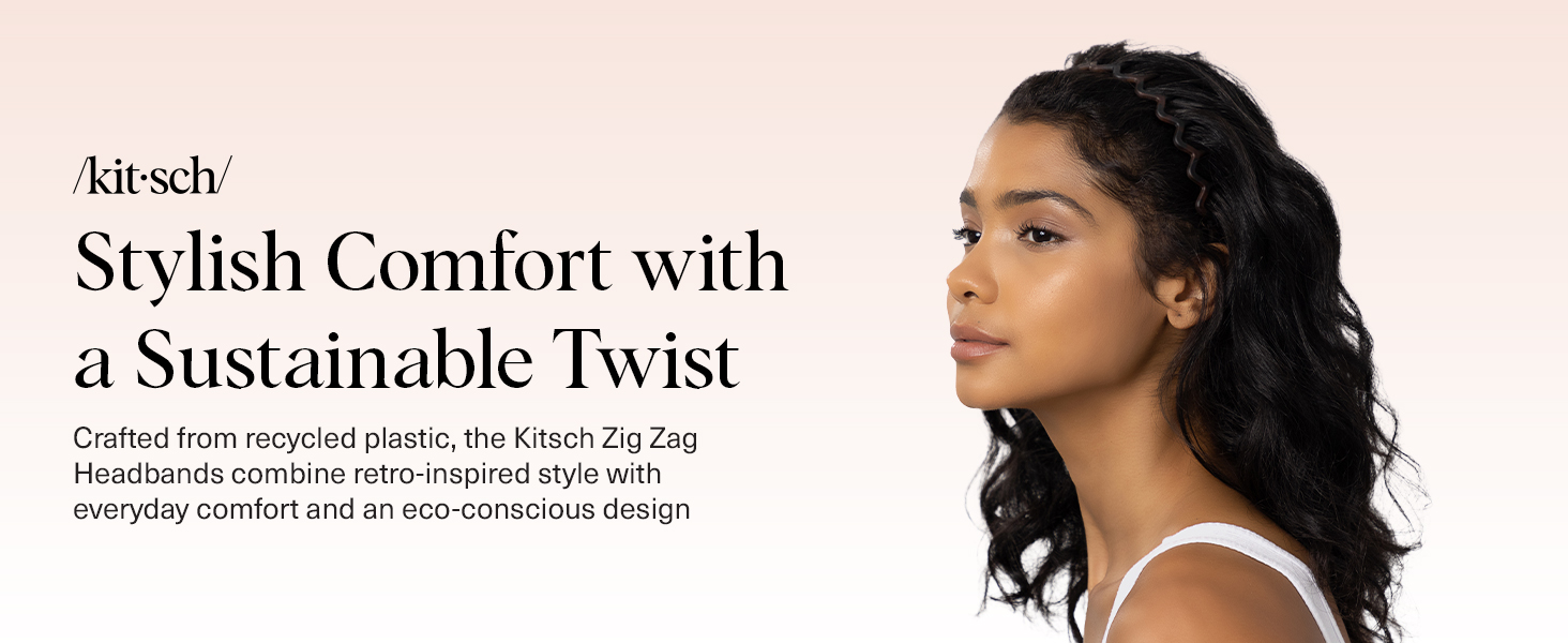 Kitsch Zig Zag Headbands for Women Non Slip – Fashion Accessories for Slicked Back Styles - Comfortable Comb Headband with Teeth | Ideal Gifts for Women - Tortoise & Black Headband - 2 pcs