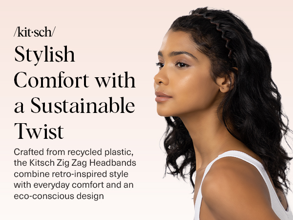 Kitsch Zig Zag Headbands for Women Non Slip – Fashion Accessories for Slicked Back Styles - Comfortable Comb Headband with Teeth | Ideal Gifts for Women - Tortoise & Black Headband - 2 pcs