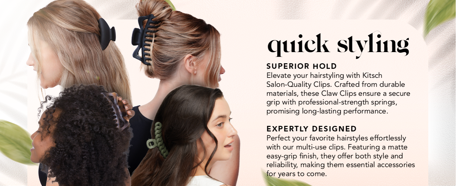 Kitsch Medium Hair Clips for Women, Strong Hold, Recycled Plastic Claw Clips for Thick Hair | Great for Updo, Half Up Hairstyle | Ideal Gifts for Women - 2pcs, Black and Tort