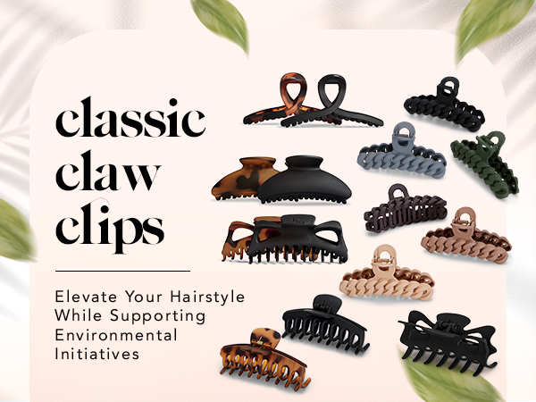 Kitsch Medium Hair Clips for Women, Strong Hold, Recycled Plastic Claw Clips for Thick Hair | Great for Updo, Half Up Hairstyle | Ideal Gifts for Women - 2pcs, Black and Tort