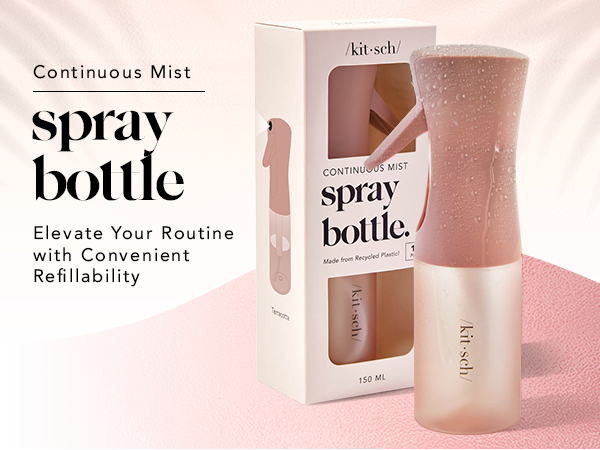 Kitsch Continuous Spray Bottle for Hair – Fine Mist Water Mister & Water Spray Bottle – Recycled Hair Spray Bottle – Spray Bottles for Cleaning, Styling, Plants & More – Terracotta, 150ml