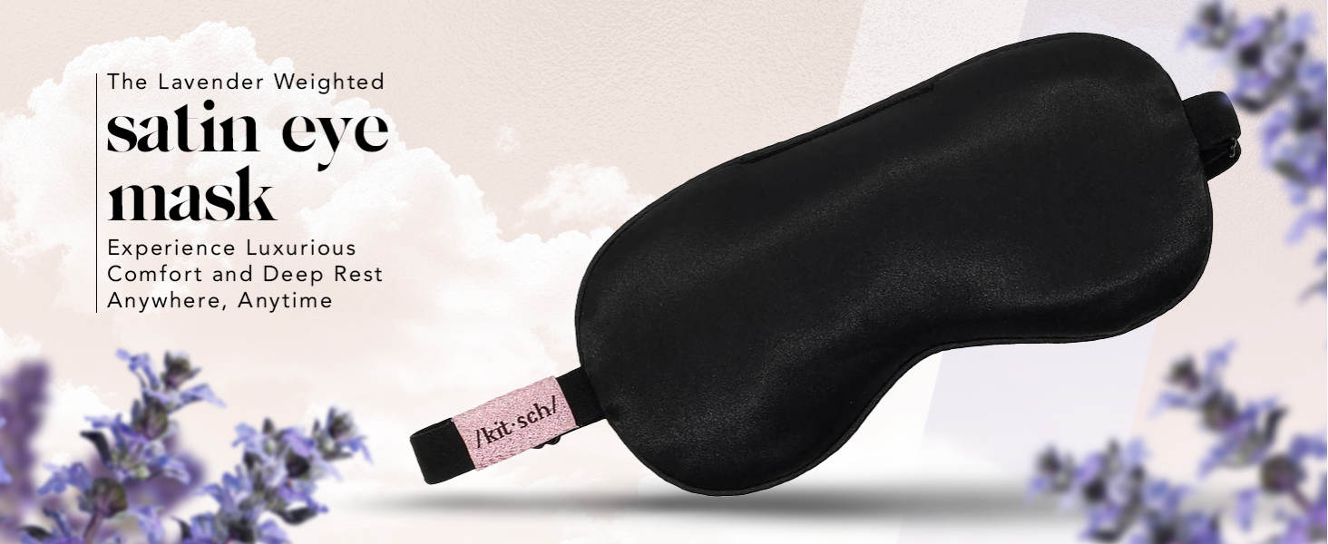 Kitsch Weighted Satin Sleep Mask - Weighted Eye Masks for Sleep and Travel - Lavender Sleeping Mask for Women and Men - Light Blocking, Adjustable Strap, Ultra-Soft (116g)