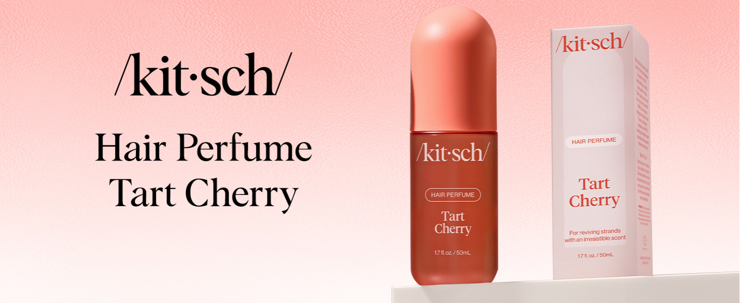 Kitsch Hair Perfume for Women - Tart Cherry | Clean, Deodorizing & Patented Odor-Eliminating Technology Hair Spray & Body Mist - Freshen Hair, Body & Pillows - Fruity Gourmand Scent & Vanilla - 50mL | For Women, Clean, Deodorizing, Freshen Hair, Body