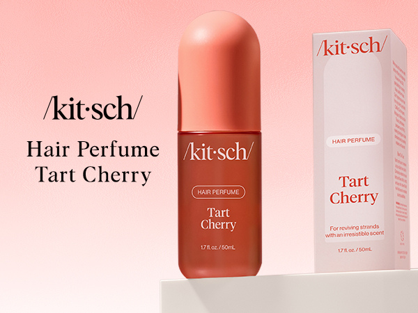 Kitsch Hair Perfume for Women - Tart Cherry | Clean, Deodorizing & Patented Odor-Eliminating Technology Hair Spray & Body Mist - Freshen Hair, Body & Pillows - Fruity Gourmand Scent & Vanilla - 50mL | For Women, Clean, Deodorizing, Freshen Hair, Body