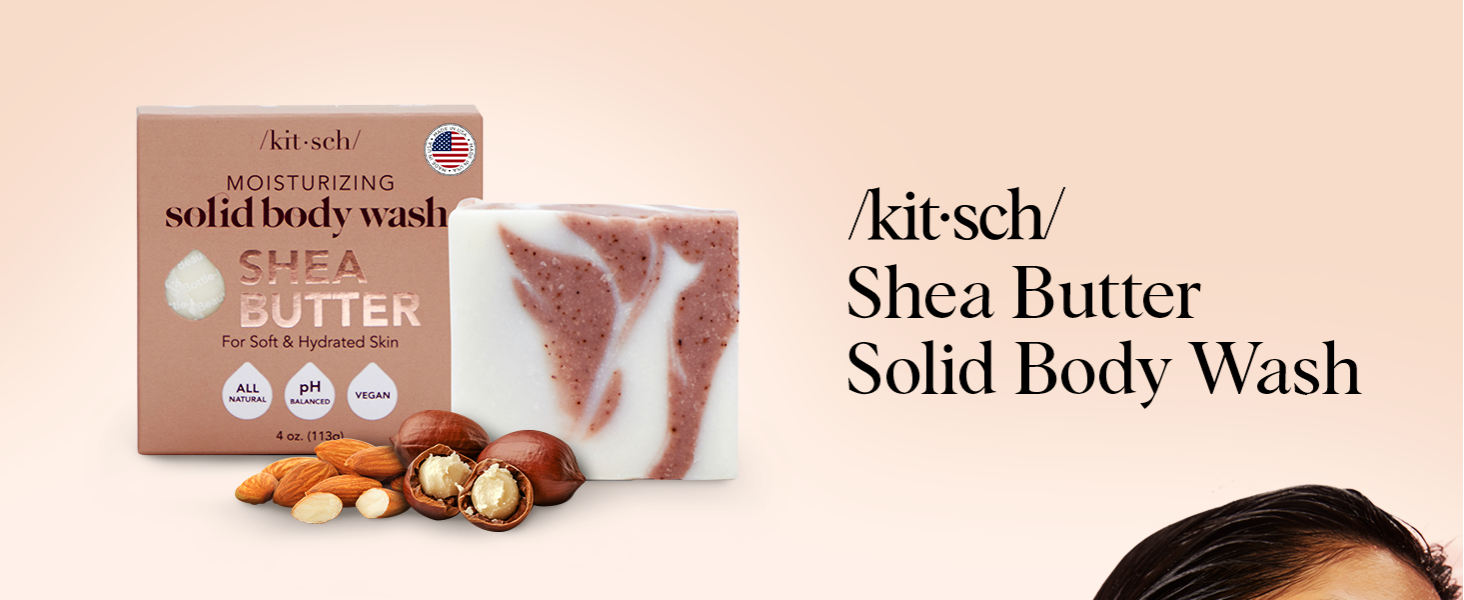 Kitsch Shea Butter Exfoliating Body Wash Bar – Moisturizing Bar Soap & Gentle Soap Bar with Plant-Based Exfoliants – Hydrates, Softens & Soothes Skin – Paraben, Silicone & Sulfate-Free - 113g