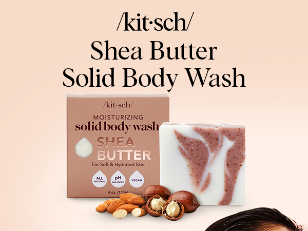 Kitsch Shea Butter Exfoliating Body Wash Bar – Moisturizing Bar Soap & Gentle Soap Bar with Plant-Based Exfoliants – Hydrates, Softens & Soothes Skin – Paraben, Silicone & Sulfate-Free - 113g
