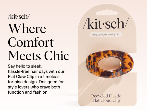 Kitsch Small Flat Claw Clips for Women - Stylish Flat Hair Clips, Strong Hold for Thick & Fine Hair | Non-Slip for Secure, Comfortable All-Day Wear | Ideal Gifts for Women -Tortoise Design