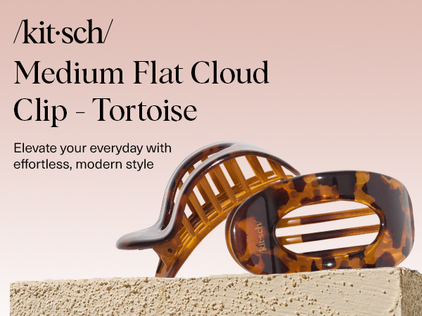 Kitsch Medium Flat Claw Clips for Women - Stylish Flat Hair Clips, Strong Hold for Thick & Fine Hair | Non-Slip for Secure, Comfortable All-Day Wear | Ideal Gifts for Women - Tortoise Design