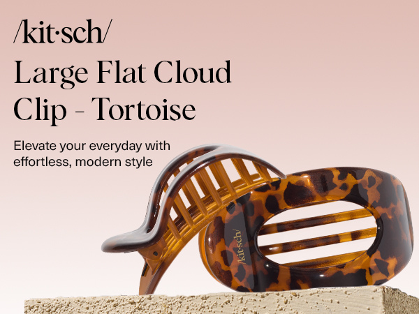 Kitsch Large Flat Claw Clips for Women - Stylish Flat Hair Clips, Strong Hold for Thick & Fine Hair | Non-Slip for Secure, Comfortable All-Day Wear | Ideal Gifts for Women - Tortoise Design