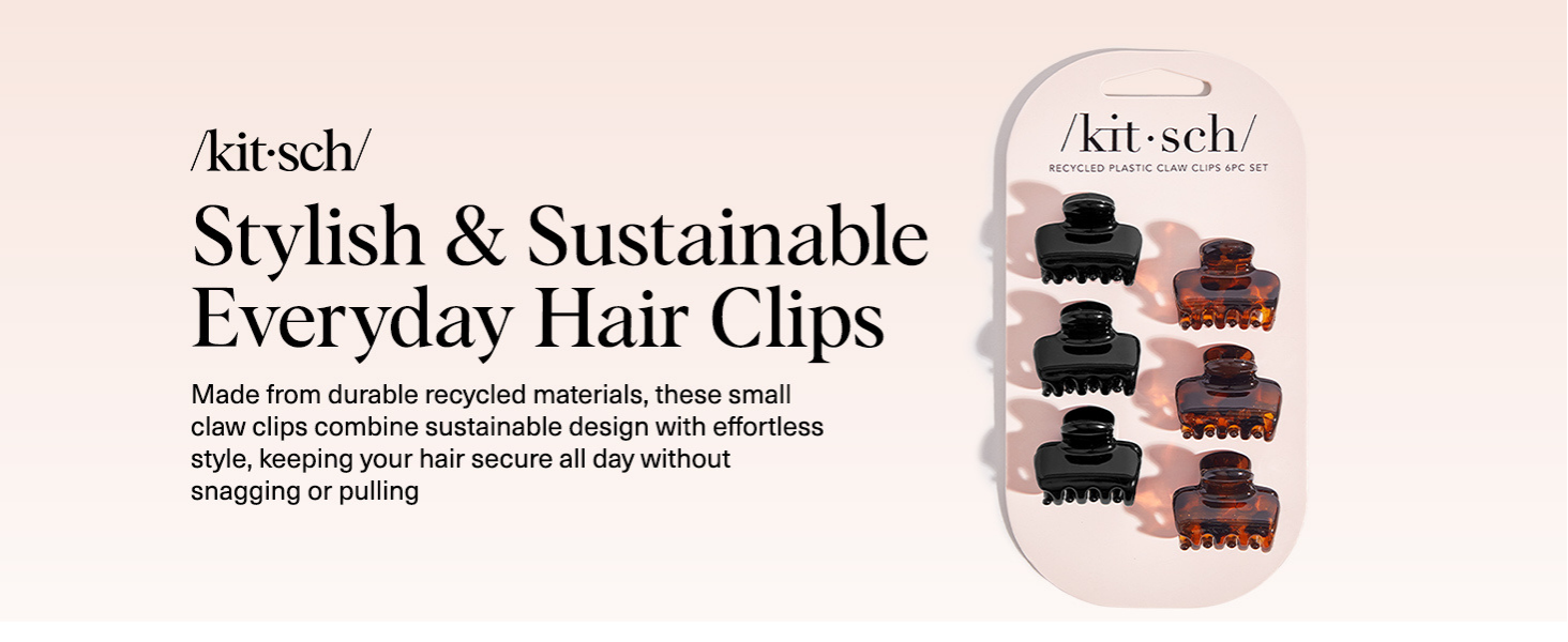Kitsch Small Hair Clips for Women - Stays In Place Without Pulling or Snagging | Durable Plastic, Sturdy Small Claw Clips | Ideal Gifts for Women - Black & Tortoise, 6 Pcs
