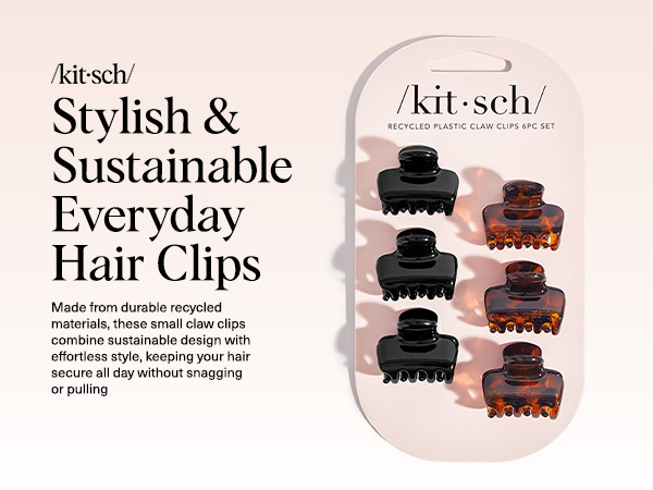 Kitsch Small Hair Clips for Women - Stays In Place Without Pulling or Snagging | Durable Plastic, Sturdy Small Claw Clips | Ideal Gifts for Women - Black & Tortoise, 6 Pcs