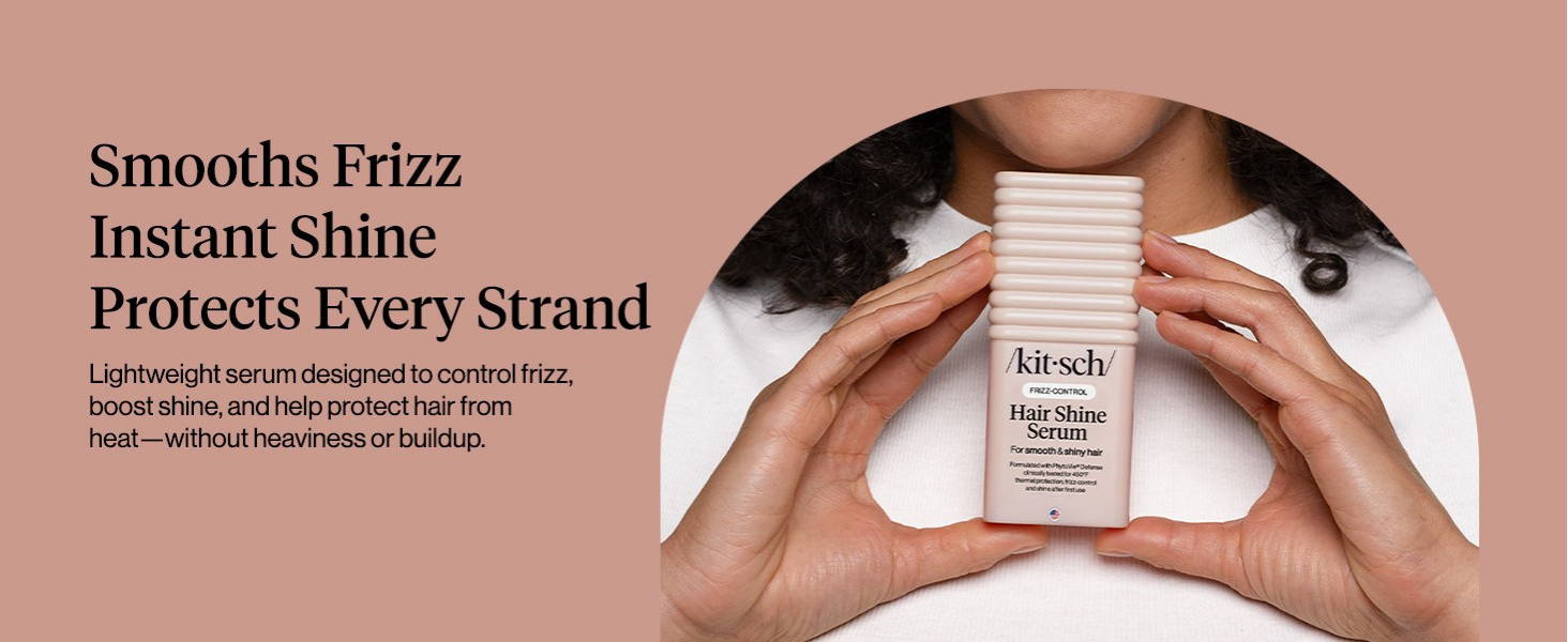 Kitsch Frizz Control Hair Serum - Lightweight Anti Frizz Serum for Curly Hair with Heat Protection | Adds Glossy Shine, Smooths Flyaways & Safe for Color Treated Hair