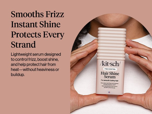 Kitsch Frizz Control Hair Serum - Lightweight Anti Frizz Serum for Curly Hair with Heat Protection | Adds Glossy Shine, Smooths Flyaways & Safe for Color Treated Hair