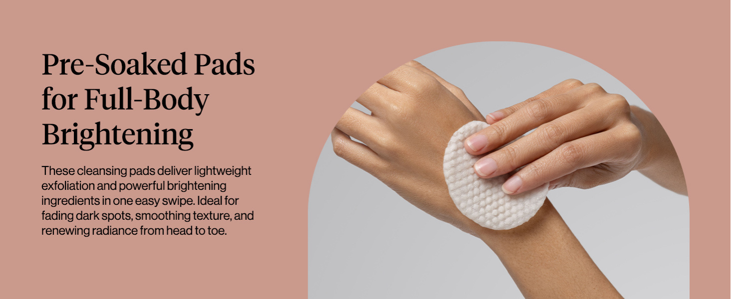 Kitsch Kojic Acid Cleansing Pads with Turmeric & Cica to Smooth, Refresh & Even Tone Skin Care &ndash; Exfoliating & Brightening Pre-Soaked Cotton Pads for Face and Body &ndash; 50 count