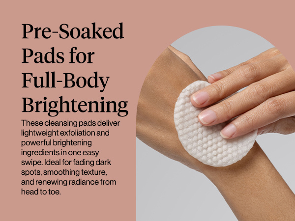 Kitsch Kojic Acid Cleansing Pads with Turmeric & Cica to Smooth, Refresh & Even Tone Skin Care &ndash; Exfoliating & Brightening Pre-Soaked Cotton Pads for Face and Body &ndash; 50 count