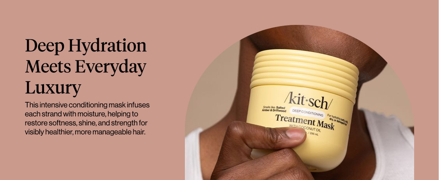 Kitsch Deep Conditioning Hair Mask &ndash; Moisturizing Hair Mask for Damaged Hair with Coconut Oil &ndash; Hydrating, Strengthening & Frizz-Reducing Hair Care Treatment for Curly, Coily & All Hair Types - 295 mL