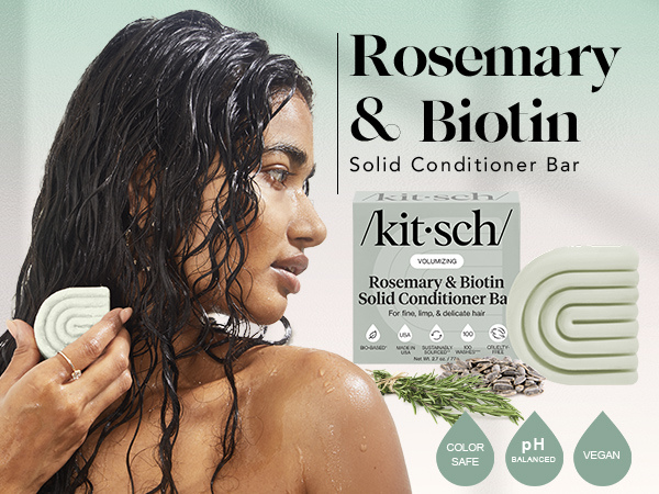 Kitsch Rosemary & Biotin Volumizing Hair Conditioner Bar for Hair Growth & Thickening &ndash; Hydrating & Cleansing Hair Conditioner for Women & Men - Paraben, Silicone & Sulfate Free 77g