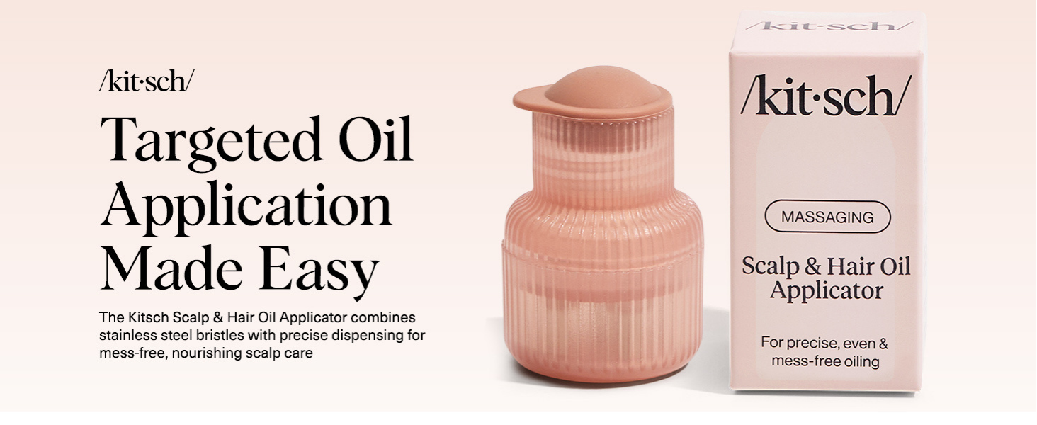 Kitsch Scalp & Hair Oil Applicator &ndash; Stainless Steel Bristles Scalp Oil Applicator for Even Distribution, Mess-Free Oiling & Head Massager Scalp &ndash; Precision Hair Care Tool for Roots & All Hair Types