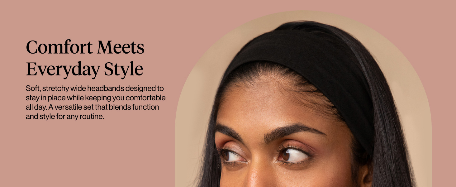 Kitsch Headbands for Women Non Slip - Running Headbands for Girls, Ideal for Working Out, Yoga, Gym, or Lounging | Stretchy Head Bands | Fashion Hair Accessories - Black, 3pcs