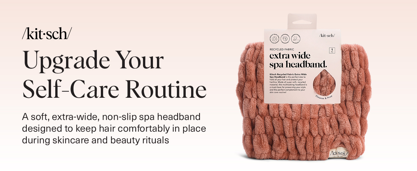 Kitsch Spa Headband - Extra Wide Makeup Headband for Washing Face | Multi Purpose Skincare Headbands | Facial Headband & Hair Band For Washing Face | Face Wash Headbands for Women Makeup (DustyRose)