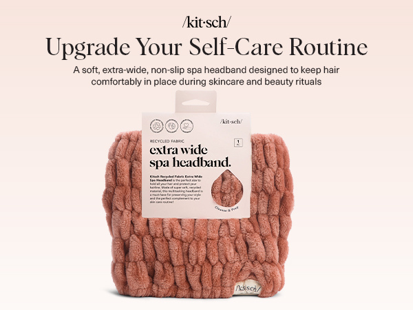 Kitsch Spa Headband - Extra Wide Makeup Headband for Washing Face | Multi Purpose Skincare Headbands | Facial Headband & Hair Band For Washing Face | Face Wash Headbands for Women Makeup (DustyRose)