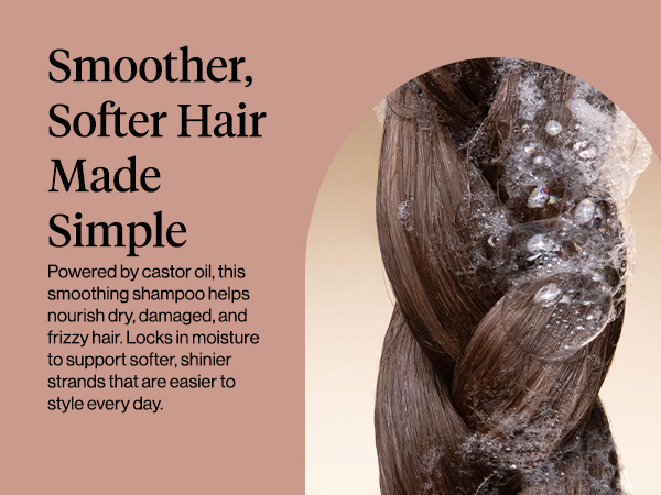 Kitsch Smoothing Castor Oil Liquid Shampoo &ndash; Nourishing Hair Shampoo for Men and Women &ndash; Smooths Dry, Damaged & Frizzy Hair &ndash; Clean, Bio-Based, Color-Safe Hair Care, Made in USA