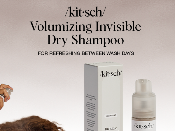 Kitsch Volumizing Rice Protein Dry Shampoo Powder - Dry Shampoo for Women & Men, No White Cast, Absorbs Oil, Non-Greasy, Light-to-medium Hair Colors, Travel Size | Ideal Gifts for Women- Invisible