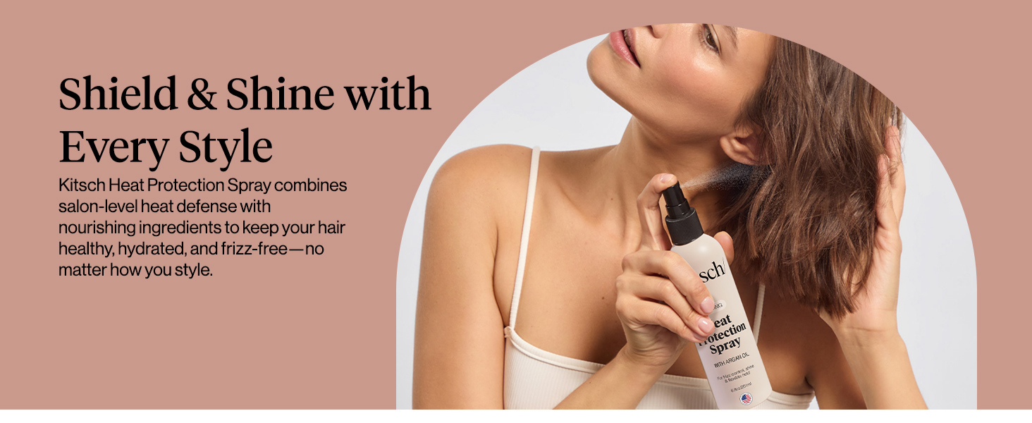 Kitsch Heat Protection Spray for Hair &ndash; Heat Protectant for Hair with Argan Oil &ndash; Styling Hair Spray for Frizz Control, Shine & Damage Protection &ndash; Protects Strands | Ideal Gifts for Women