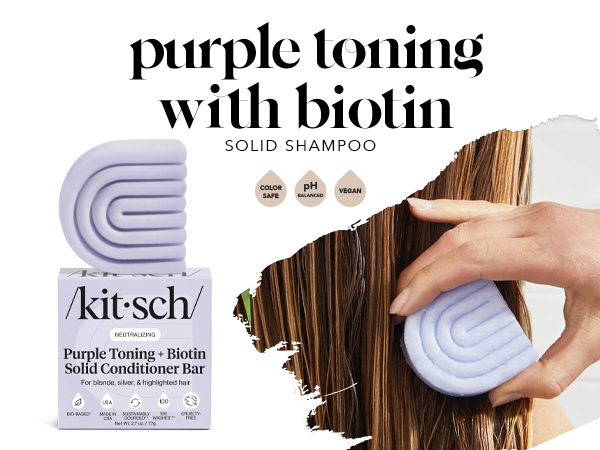 Kitsch Toning Purple Conditioner For Blondes & Color Treated Hair - Conditioner Bar For Women & Men - With Biotin for Strengthening & Neutralizing Brassy Tones - Vegan, Silicone & Sulfate Free
