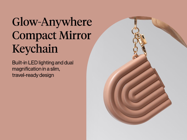 Kitsch Compact Mirror Keychain &ndash; Travel Makeup Mirror with Lights, Small Lighted Dual-Magnification Pocket Mirrors, USB-Rechargeable, Ideal for Your Touch-Ups While On Travel &ndash; Terracotta