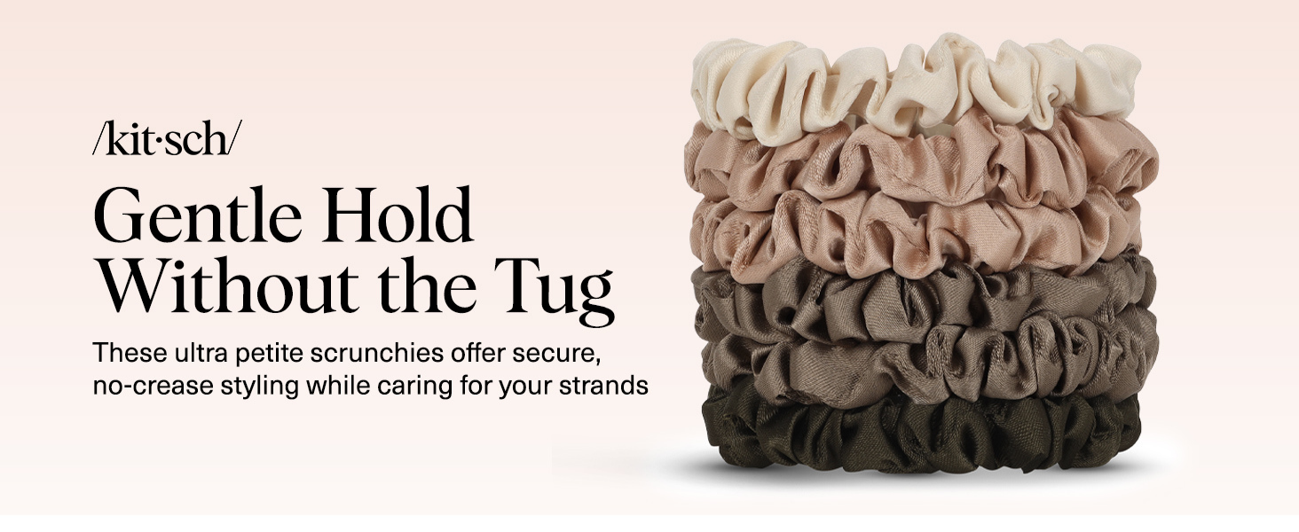 Kitsch Ultra-Petite Satin Scrunchies for Women - No Crease, Frizz-Free Sleep | Softer Than Silk Scrunchies Gentle On Hair Scrunchies for All Hair Types | Stylish Hair Accessories - Eucalyptus, 6pcs