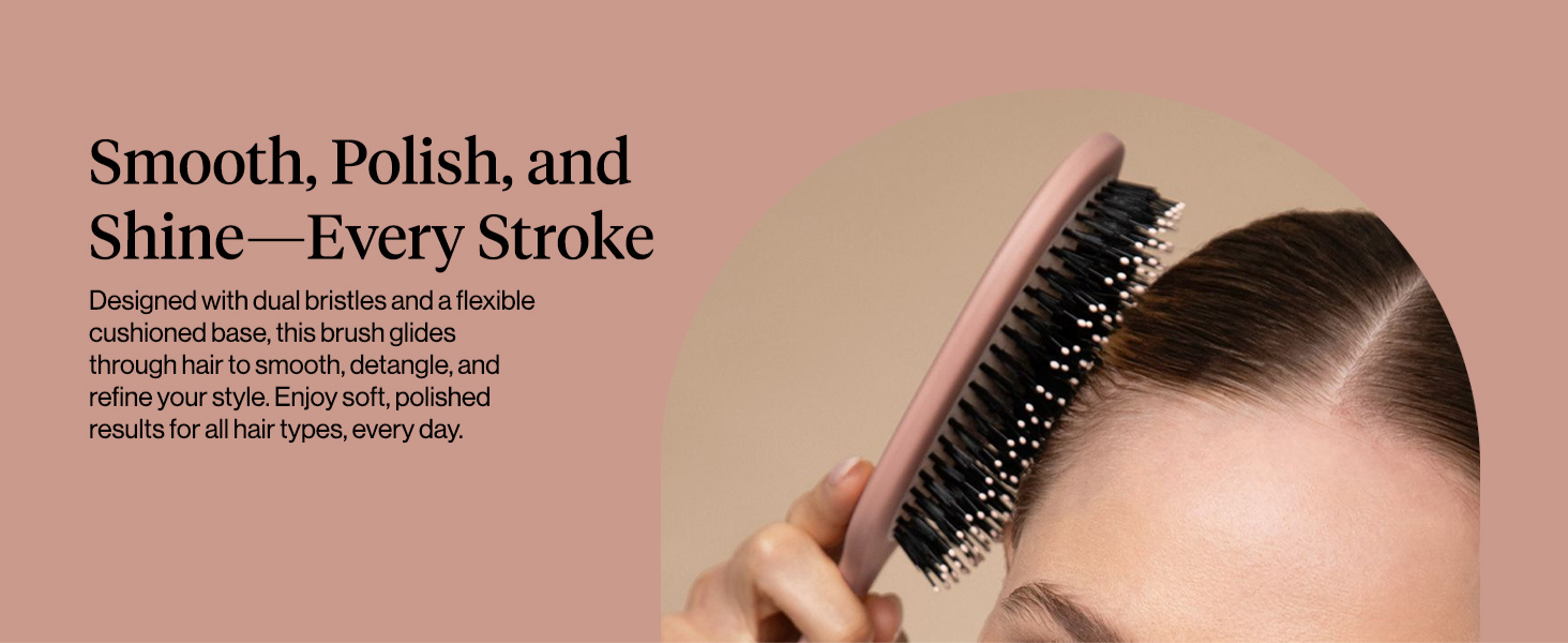 Kitsch Smooth & Polish Brush &ndash; Dual Bristle Detangler Brush, Shine & Frizz Control &ndash; Vegan Boar & Nylon Hair Brush with Cushioned Pad for Scalp Massage &ndash; Hair Care Tool for All Hair Types - Terracotta