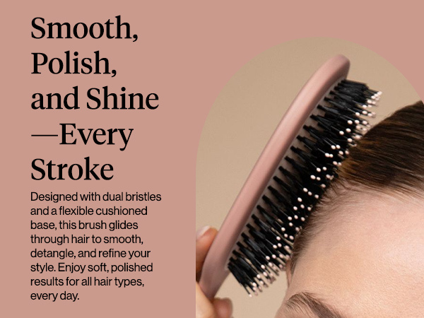 Kitsch Smooth & Polish Brush &ndash; Dual Bristle Detangler Brush, Shine & Frizz Control &ndash; Vegan Boar & Nylon Hair Brush with Cushioned Pad for Scalp Massage &ndash; Hair Care Tool for All Hair Types - Terracotta