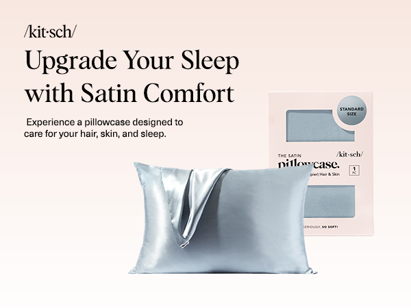 Kitsch Satin Pillowcase with Zipper for Hair & Skin - Softer Than Silk Pillow Cases, Smooth Cooling Satin Pillow Case, Wrinkle-Free, Machine Washable - Pillow Cases Standard Size (66x48 cm) - Haze Blue