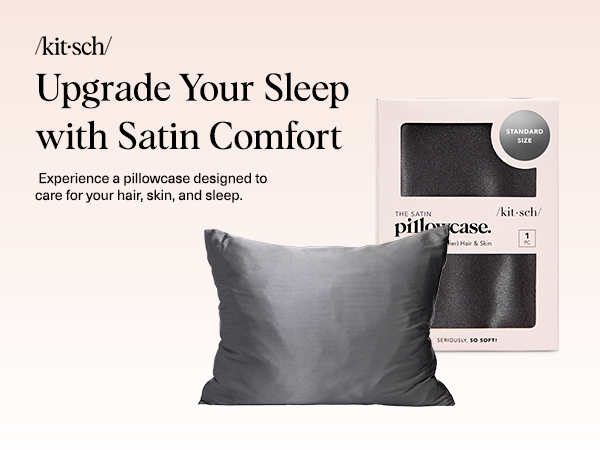 Kitsch Satin Pillowcase with Zipper for Hair & Skin - Softer Than Silk Pillow Cases, Smooth Cooling Satin Pillow Case, Wrinkle-Free, Machine Washable - Pillow Cases Standard Size (66x48 cm) - Charcoal