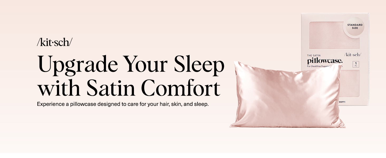 Kitsch Satin Pillowcase with Zipper for Hair & Skin - Softer Than Silk Pillow Cases, Smooth Cooling Satin Pillow Case, Wrinkle-Free, Machine Washable - Pillow Cases Standard Size (66x48 cm) - Blush