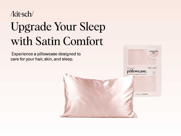 Kitsch Satin Pillowcase with Zipper for Hair & Skin - Softer Than Silk Pillow Cases, Smooth Cooling Satin Pillow Case, Wrinkle-Free, Machine Washable - Pillow Cases Standard Size (66x48 cm) - Blush