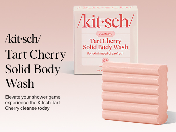 Kitsch Cleansing Tart Cherry Soap Bar with Refreshing Scent - Eco-Friendly Body Wash Women Love - Cherry Solid Bar Soap for Daily Use - Silicone, Sulfate and Paraben Free, Made in USA - 114g