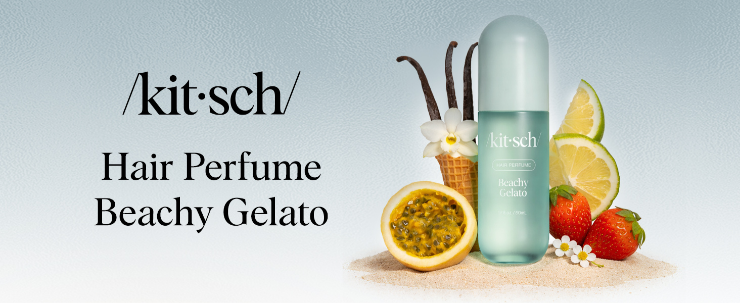 Kitsch Hair Perfume for Women- Beachy Gelato | Clean, Deodorizing & Patented Odor-Eliminating Technology Hair Spray & Body Mist- Freshen Hair, Body & Pillows- Tropical Citrus, Vanilla Bean Scent- 50mL