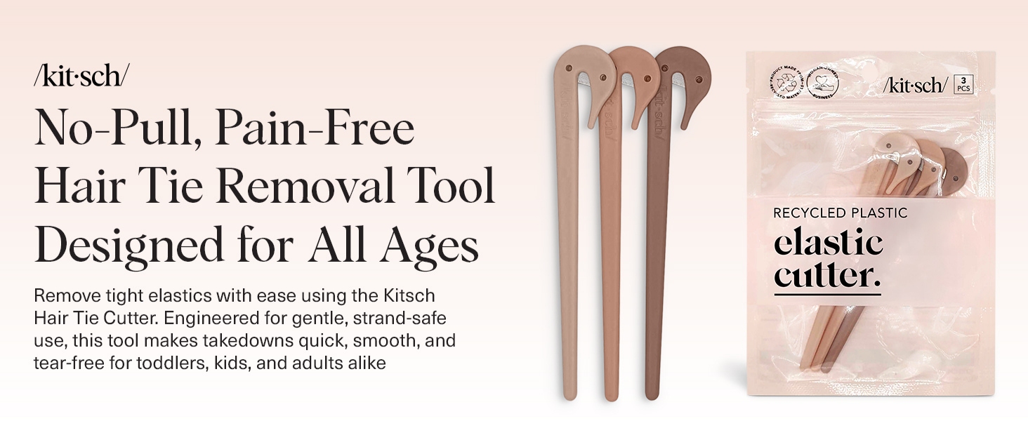 Kitsch Elastic Hair Tie Cutter Tool &ndash; Gentle, No Pull For Easy Elastic Bands For Hair Removal | Hair Rubber Bands Cutter | Ideal Gifts for Women &ndash; Multicolor, 3pc Set