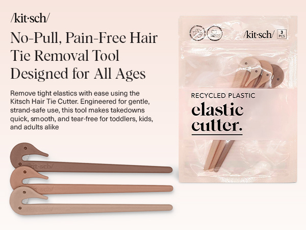 Kitsch Elastic Hair Tie Cutter Tool &ndash; Gentle, No Pull For Easy Elastic Bands For Hair Removal | Hair Rubber Bands Cutter | Ideal Gifts for Women &ndash; Multicolor, 3pc Set