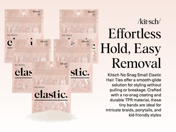 Kitsch No Snag Small Elastic Hair Ties - 1pack, 100pcs | Rubber Bands for Hair