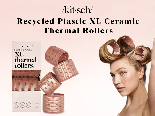 Kitsch Ceramic Hair Rollers for Women &ndash; Self-Grip Hair Curlers for Heatless Overnight Curls, Long-Lasting, Frizz-Free, Volumizing Large Rollers for All Hair Types &ndash; Terracotta, 4 Count (Pack of 1)